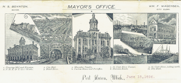 Port Huron mayor's letterhead from a letter dated 1896. Private collection.